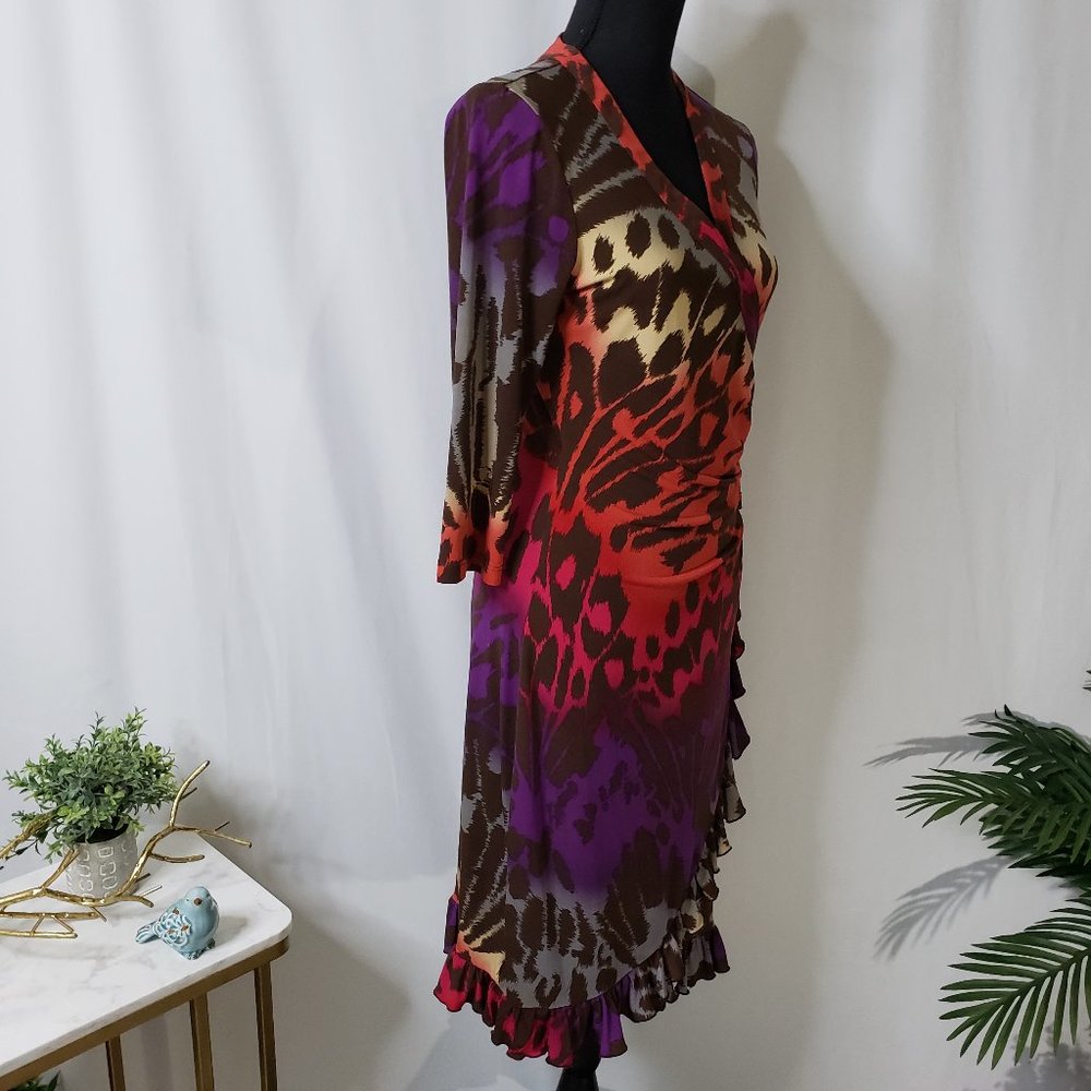 MESMERIZE PRINT CORAL-PURPLE-BROWN DRESS - SMALL - Picture 9 of 13
